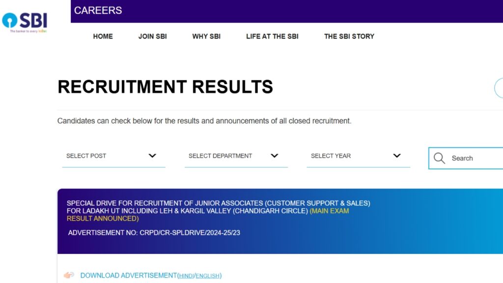 SBI Clerk Mains Result