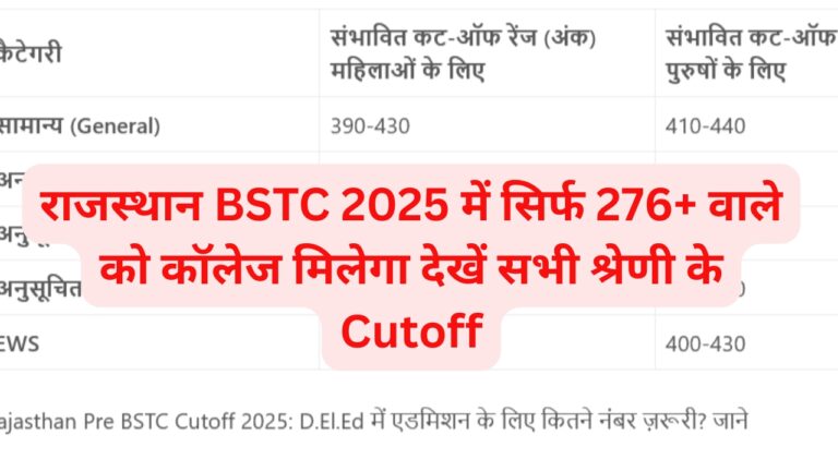 Rajasthan Pre BSTC Cutoff 2025